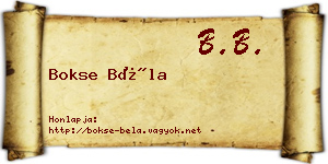 Bokse Béla névjegykártya